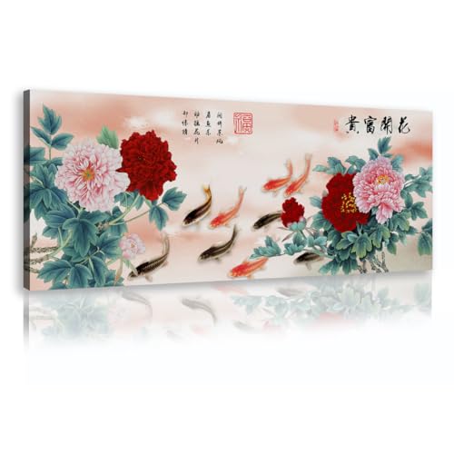 Peinture japonaise toile feng shui affiche encadrée maison 30x75