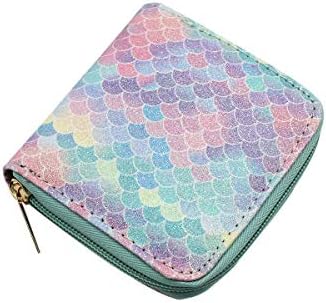 Orityle Women Small Short Wallets Mermaid Scale Coin Purse Credit Card Holder with Zipper for Teen Girls, B, One Size