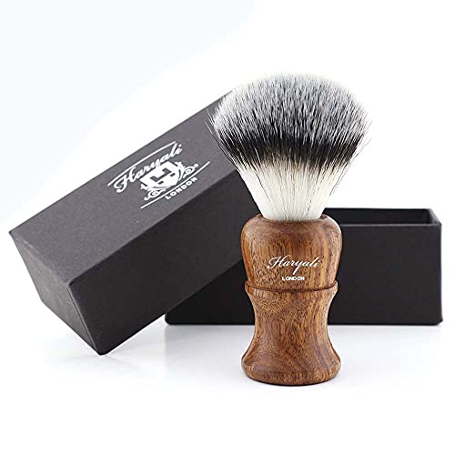 100% Hand Made Synthetic Hair Sliver Tip Shaving Brush on Wooden Base with Box