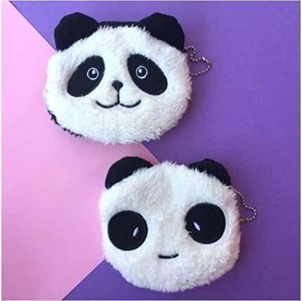 Panda Desenli Peluş Bozuk Para Cüzdanı, Kadın Fermuarlı Minik Cüzdan - Görsel 3