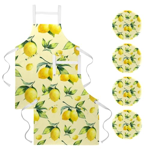 Tablier de serveuse citron jaune pour restaurant et nettoyage de la maison