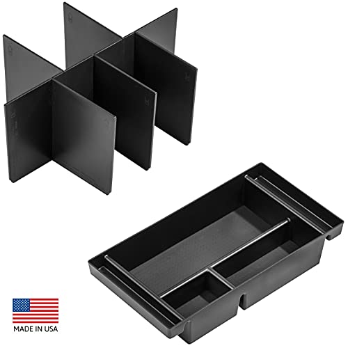 Vehicle OCD - Center Console Divider and Tray Organizer for Chevy Silverado 1500 / GMC Sierra 1500 (2019-2021) and 2500/3500 HD (2020-2021) (Full Console w/Bucket Seats ONLY) - Made in USA