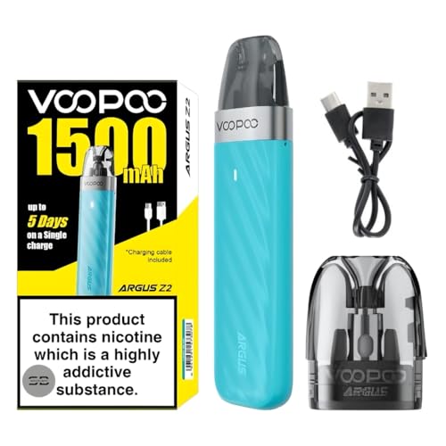 Voopoo Argus Z2 Pod Vape Kit [Lake Blue] - 1500mAh Battery Type-C Fast Charging 20W Output 7-Layer Safety Shield Anti-Leak - Compatible with All Argus Pods - No Nicotine