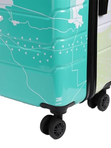 Image of TEAKWOOD LEATHERS Twin Printed Hardside Trolley 360 Degree 8 Roating Wheels, Trolley Bag for Travel (Green, Set)