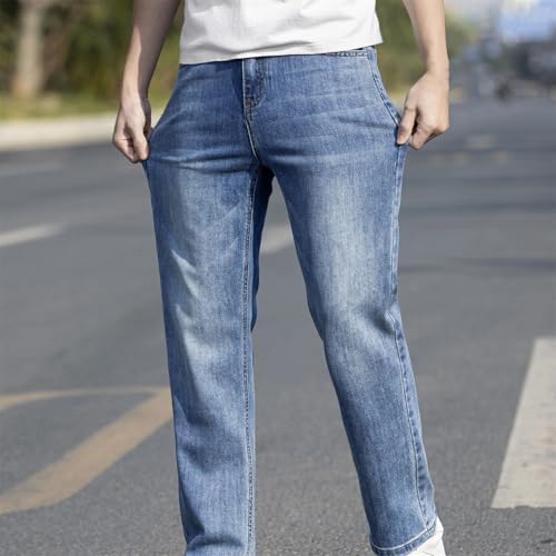 Men's Stretch Denim Jeans – Thin Breathable Cotton Straight Leg Pants, Trendy Casual Daily Wear4