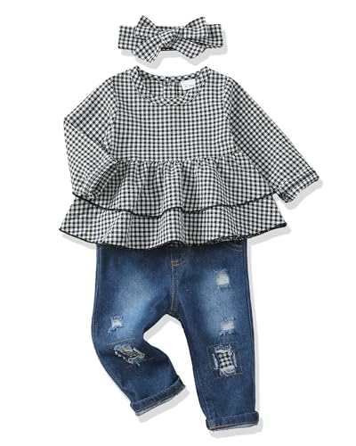 Image of Renotemy Baby Girl Clothes Toddler Girl Clothes Outfits Infant Clothing Jeans Pants Set Cute Clothes Set for Girls