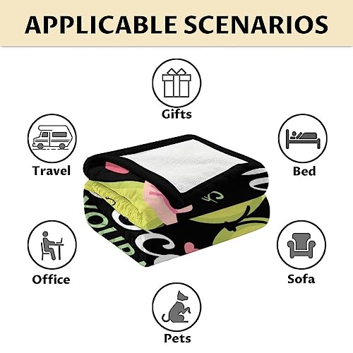 Blanket for Girls - 40"x50" Personalized Cute Avocado Throw Gifts - Black Soft Fuzzy Blankets for Bed, Couch & Living Room