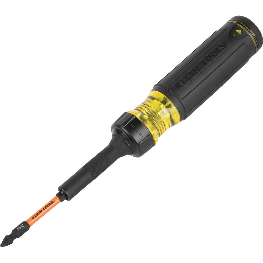 Klein Tools 32313HD 13-in-1 Multi-bit Ratcheting Screwdriver Double-Ended Impact Bit Set 12 Impact Driver Bits and 1 4-Inch