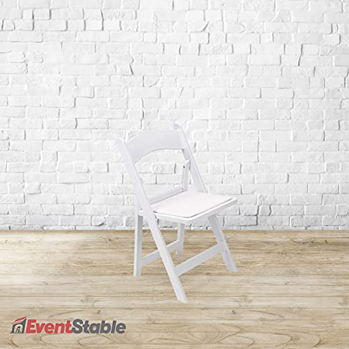 Image of EventStable Titan PRO Resin Folding Chair - White Indoor Outdoor Lightweight Padded Folding Chair for Weddings Parties Events - 100 Pack