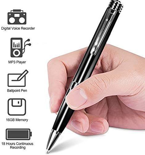 16GB Digital Voice Activated Recorder for Lectures - Audio Sound Recorder Tape Recorder Voice Recording Device with Playback for Meetings Classes Interviews （Black）