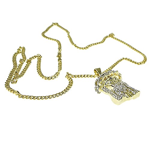 Bling Cartel Jesus Piece Iced Pendant 30" Inch Cuban Chain 14K Gold Plated Hip Hop Necklace #TOP2
