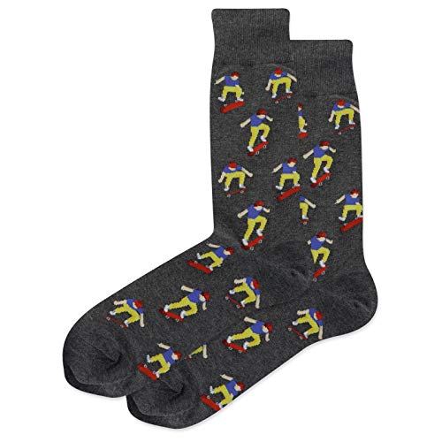 Hot Sox Skateboarder Socks, Charcoal Heather, 1 Pair, Men Shoe 6-12.5