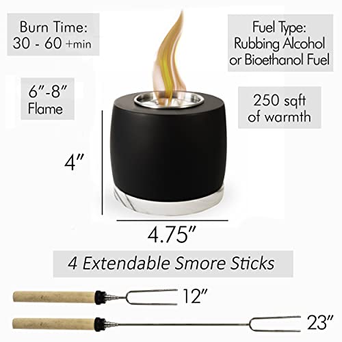 ROZATO Tabletop Fire Pit with Roasting Sticks, Portable Indoor/Outdoor