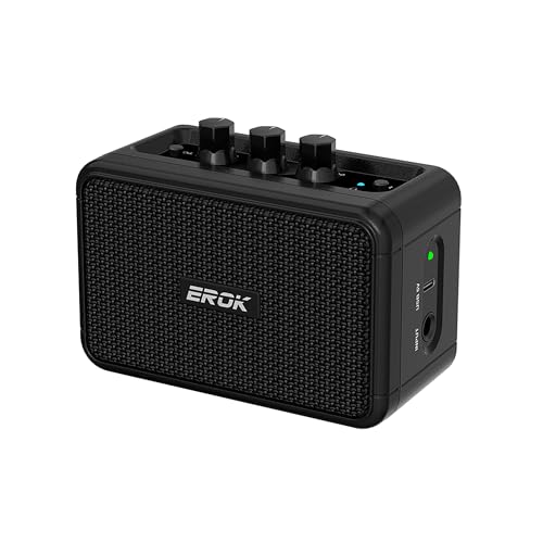 EROK Mini Electric Guitar Amplifier, with Clean Overdrive Effects,Support BT/Headphone Connection,5W Indoor Music Pratice Speaker (Dark)