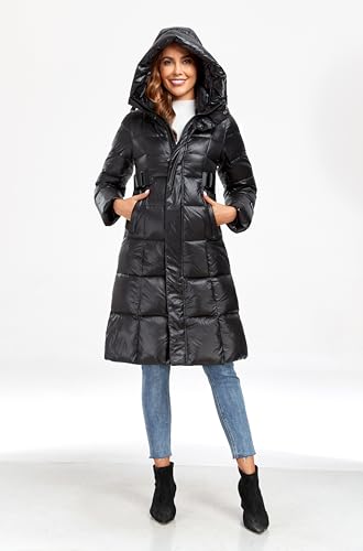 Long Down Jacket for Women Hooded Long Puffer Coat Duck Down Winter Coat Trendy Parka Jacket 20244
