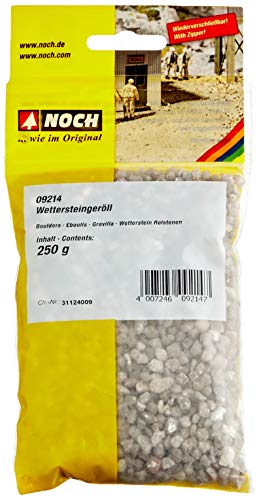 NOCH Wettersteingeröll, grobes Modellbau Schotter, 250 g Beutel für Gelände- & Gleisbau in Grautönen ideal für Spurweiten H0, TT, N, Z und weitere maßstabsgetreue Projekte