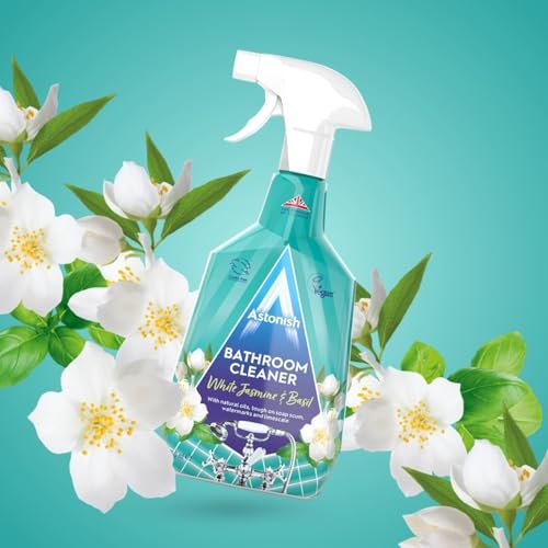 Astonish Streak Free Foaming Bathroom Cleaner Spray Bottle - Deep Cleaning White Jasmine & Basil Scented Spray For Soap Scum, Watermarks & Limescale - Cruelty Free Household Cleaning Supplies, 750 ml - Image 5