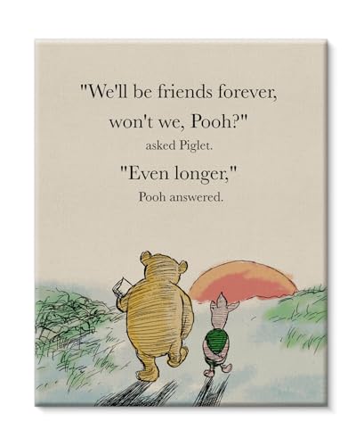 DCXFQWY Classic Pooh Bear Friendship Quote Wall Art Decor Retro We'll Be Friends Forever Canvas Painting for School Home Room Nursery Wall Decor 8x10 Inches