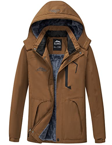 Image of ELLSWOS Men's Waterproof Ski Jacket Winter Snow Coat Warm Hooded Raincoat Windproof Windbreakers