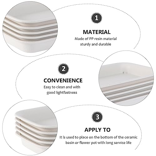Cabilock 5Pcs Rectangular Water Tray Pp Plant Pot Saucers for Indoor and Outdoor Use Easy to Clean Drip Trays for Flowers and Succulent Plants - Image 4