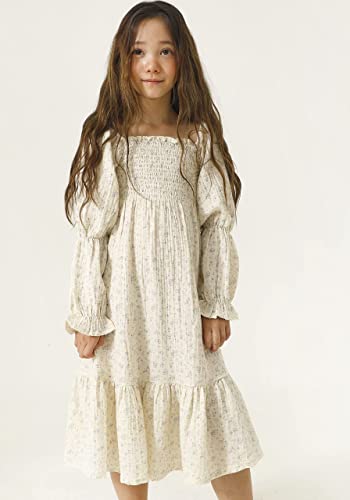 NOTHING FITS BUT Girl’s Classic Cotton Dress, Muslin Yuki Gown, Kids Casual Long Dress2
