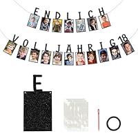 18. Geburtstag Deko 'ENDLICH VOLLJÄHRIG 18' - Fotogirlande Mit 18 Glitzerkarten Für Fotos Von 1-18 Jahren