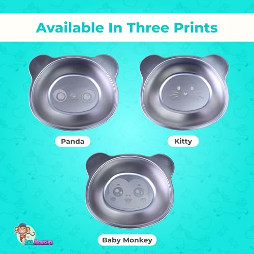 Image of LiLLMONKiDZ Stainless Steel Panda Design Bowl for Kids, 500ml Capacity Soup & Maggie Bowl Set, Adorable Animal Printed Snack Bowl Set