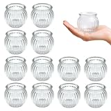 12 Stück Teelichthalter Glas Durchsichtig, Vielseitige Kerzenhalter aus Glas, Kürbis Teelichtgläser, Mehrweg Teelichter Gläser für Hochzeit, Valentinstag, Weihnachten, Party (Transparent)