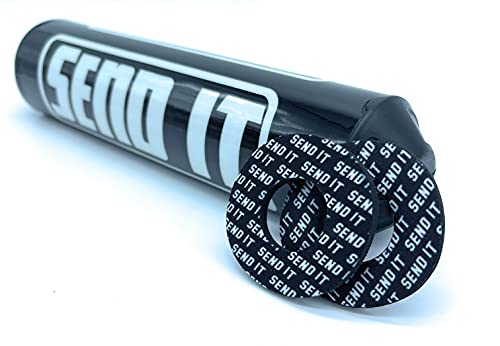 SEND IT Handlebar Pad with FREE GRIP DONUTS - Universal Fit for Dirt Bikes and ATVs Crossbar by ThrottlePak (BLACK, ROUND)