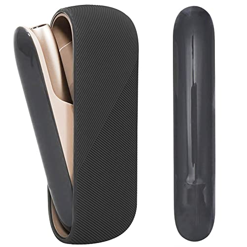 Aipwerer Schutzhülle mit Seitendeckel Case Hülle Set für IQOS 3/3 Duo, Silikon + ABS Plastic Zubehör, Soft Touch Schützt Gegen Kratzer, Runterfallen und Versehentliche Stöße (Schwarz) Cover