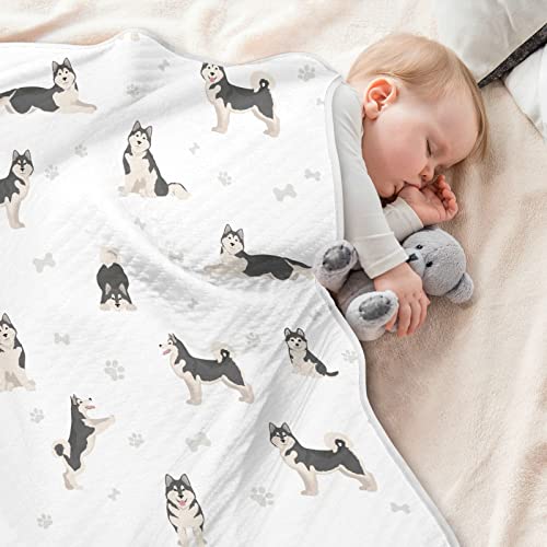 Image of Cotton Dog Swaddle Blanket for Infants, Lightweight Soft Swaddling Blanket for Crib, Stroller, Receiver, Puppy, 30x40 in