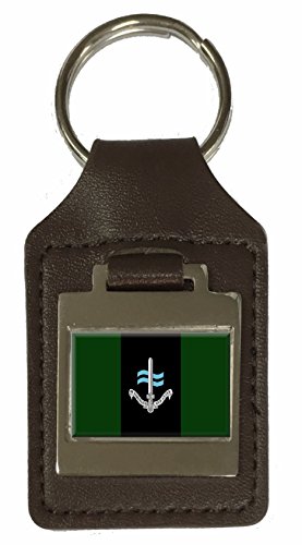 Porte-clés en cuir gravé spécial bateau service militaire drapeau anglais vintage