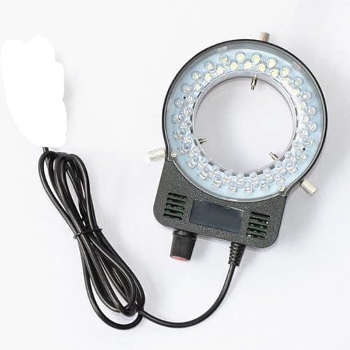 顕微鏡アクセサリーキット 3-5 ワット 52 個の LED 電球調節可能なライト明るいランプ生物学的実体顕微鏡光源リングランプ AC100-240V 顕微鏡スライド(Black)