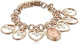 Anne Klein Women's Premium Crystal Accented Rose Gold-Tone Charm Bracelet Watch, AK/3562RGCH