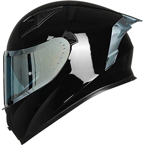 Ilm Motorcycle Helmet Full Face With Pinlock Compatible Clear&Tinted Visors And Fins Street Bike Motocross Casco Dot Model Z501(Gloss Black, Large) #TOP30