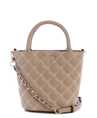 Bolso bandolera GUESS Giully II Mini Tote, sofisticación acolchada en beige Pale Mocha