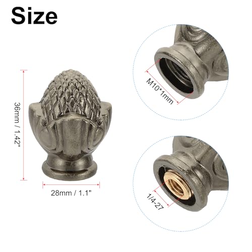 Image of PATIKIL 34 x 27mm Lamp Finials Caps Knob, 2 Set Solid Lamp Shade Top Decoration Screw Cap Nuts with Brass Reducing Adapter for Table Lamps Floor Lamps, Bronze