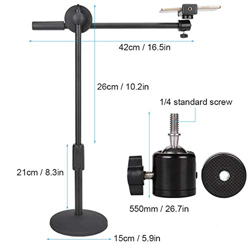 Suporte de telefone aéreo, suporte de mesa ajustável ao vivo para fotografia de mesa suporte de tele