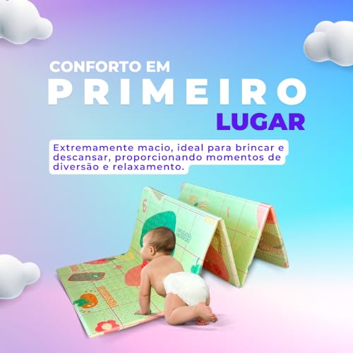 Tapete Infantil Térmico 8mm - Dobrável, Impermeável e Antiderrapante com Estampas Divertidas, 1,8 x