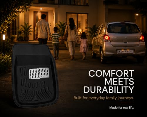Image of PVC 3D Car Floor Mats for Maruti Suzuki Alto | Full Floor Coverage | Anti Slip Texture | Beige Interior Protection Mat Set | 3 Pieces | Pack of 1