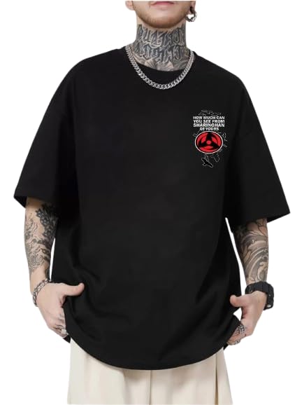 Generic Oversized Anime Graphic T-Shirt for Men blk - Image 2