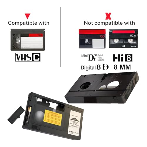 HQ VHS-C Video Cassette Adaptor Motorized VHS-C to VHS Cassette Adapter NOT Compatible with 8mm/MiniDV/Hi8 Tapes with 2 Pcs Lens Clean Cloth - Thumbnail 4