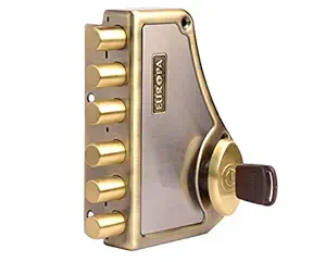 Europa Stainless Steel Smart Key Hexabolt Heavy Duty Main Door Lock Patented 6 Axes (Multicolor, H341AB)