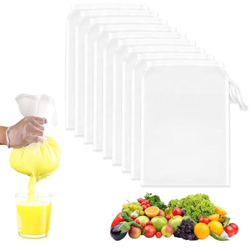 jwtyu Nussmilchbeutel 16 Stück Passiertuch Wiederverwendbar Nylon Nussmilchbeutel Bio Waschbar 20 × 30 cm Feingewebt Passiertuch für Rohe Sojamilch Wein Bohnenquark Saft Ökoenzyme Usw