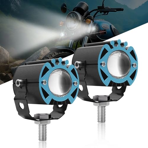 Image of FABTEC G16 LED Fog Light Mini Drive for Bike & Scooty - Waterproof Dual Color Yellow White Fog Light, Super Bright High Power Auxiliary LED Light with Clamp & Switch