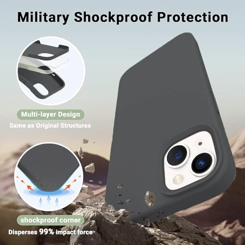 Image of NAFS Silicone Case Compatible with iPhone 14 | Camera Protect Microfiber Lining Cover | Case Cover for iPhone 14 (Space Grey)