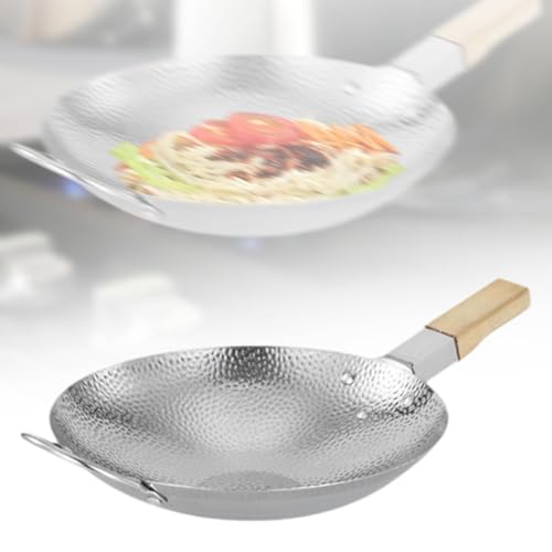 Wok de acero inoxidable con mango de madera 39.5 x 23.5 x 5.2 cm miniatura 5