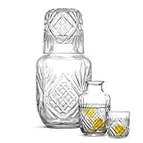 Maypes Luxurious Crystal Bedside Carafe with Drinking Glass - Men and Women's Carafe Pitcher for Water, Juice, Smoothies