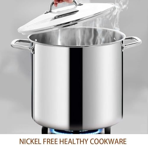 HOMICHEF 16 Quart LARGE Stock Pot with Glass Lid - NICKEL FREE Stainless Steel Healthy Cookware Stockpots with Lids 16 Quart - Mirror Polished Induction Pot - Commercial Grade Soup Pot Cooking Pot - Image 4