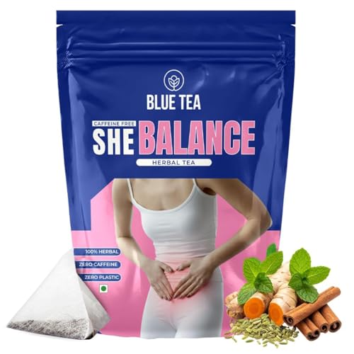 Image of BLUE TEA - She Balance Tea - 30 Tea Bags - Plant Based | PCOS & PCOD RELIEF | Helps in Balancing Hormones - Reduces Facial Hair | Caffeine Free - Herbal Tea | Ziplock Pack